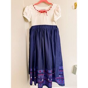 Only Little Once Encanto Luisa Inspired Dress Blue White Geometric Girls Size 7